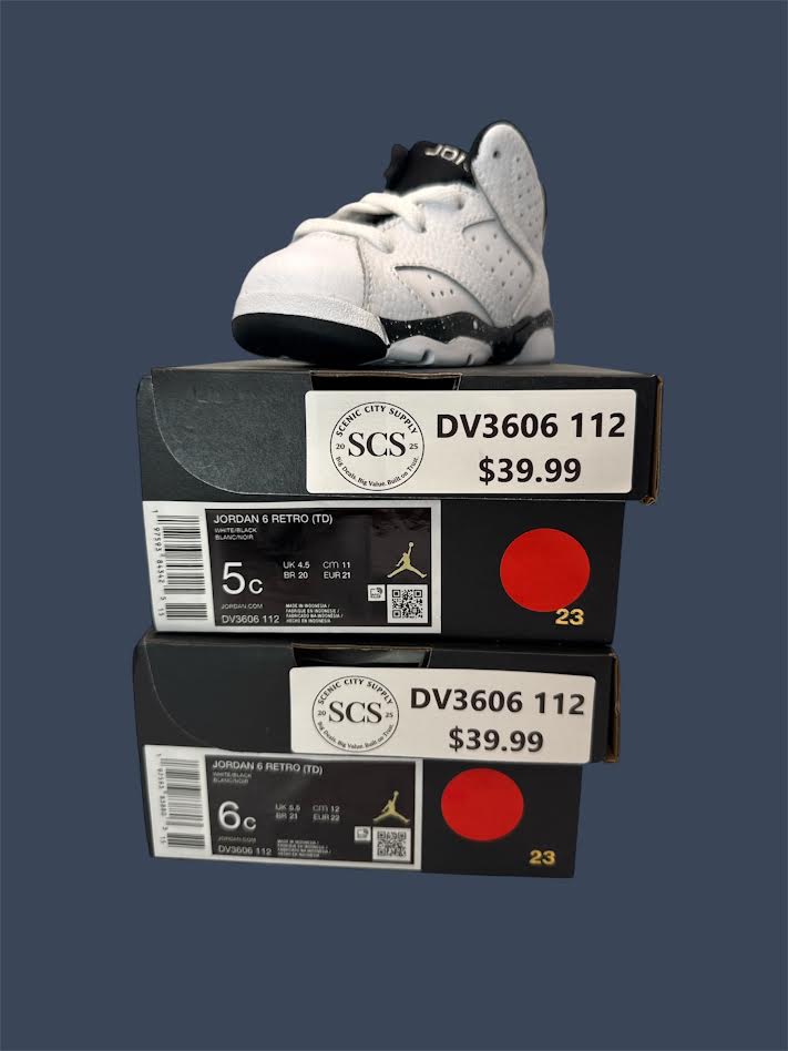 Kids Nike Jordan 6 Retro TD White Black DV3606-112