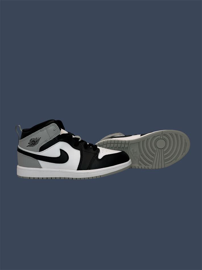 Youth Jordan 1 Mid PS White Black Smoke Grey DQ8424-101