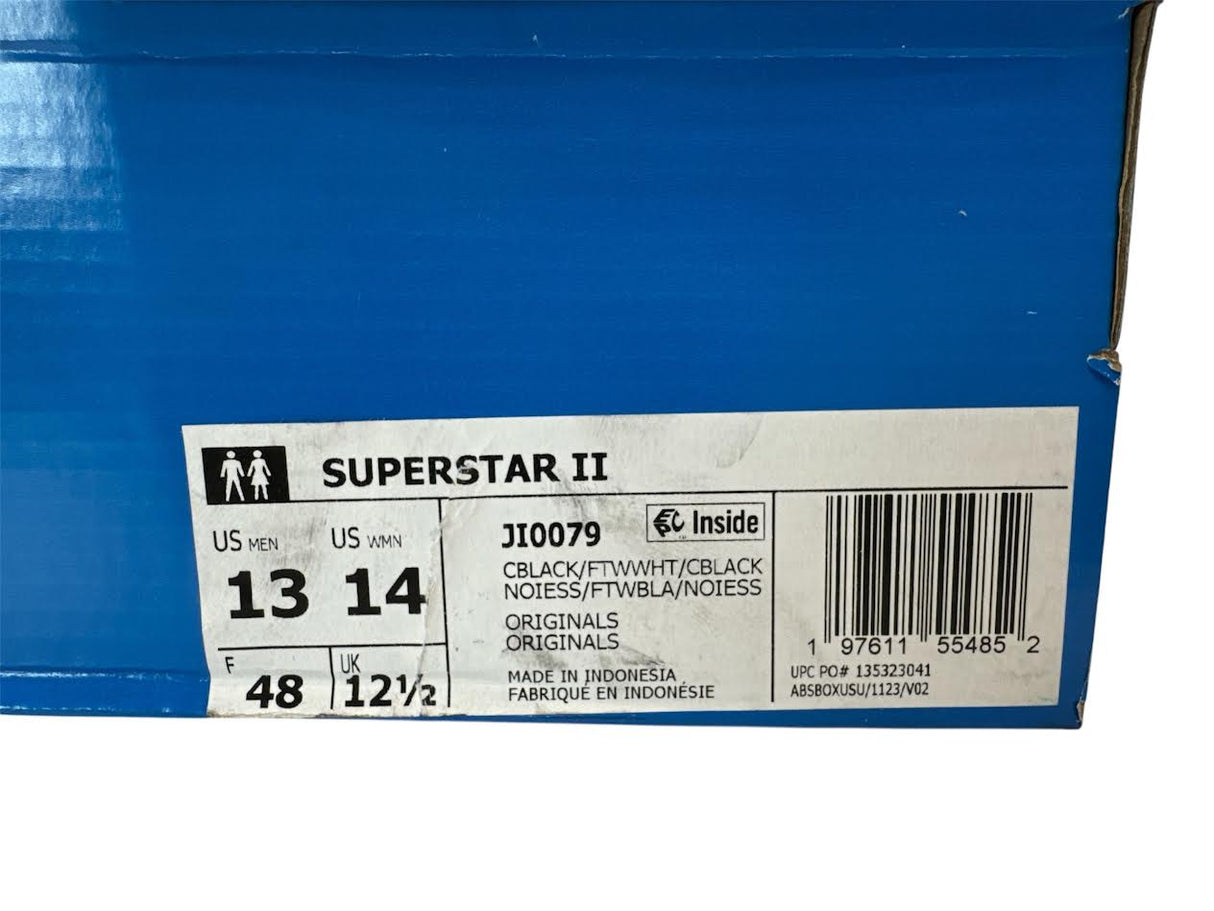 Adidas Superstar II Black White Men’s 13 Women’s 14 JI0079