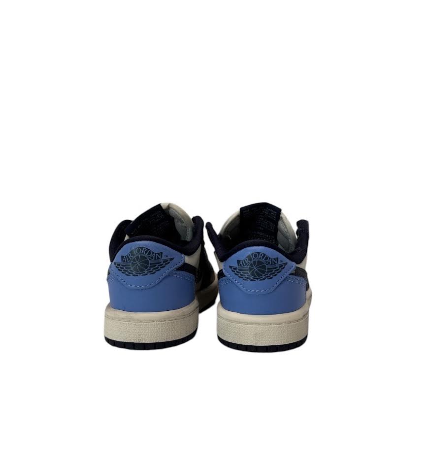Pair of black and blue sneakers on a white background