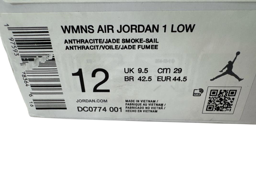 Women’s Air Jordan 1 Low Anthracite Jade Smoke DC0674-001 Size 12