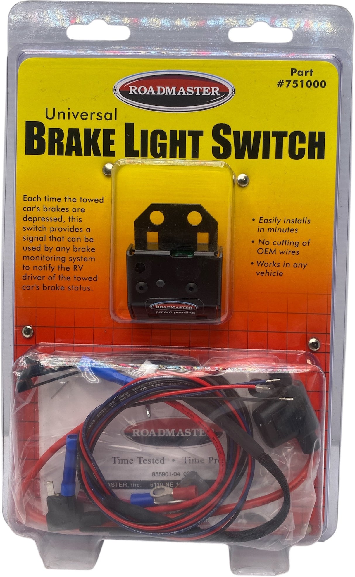 Roadmaster RM-751000 Universal Stop Light Switch Kit – Flat Tow Brake System Accessory