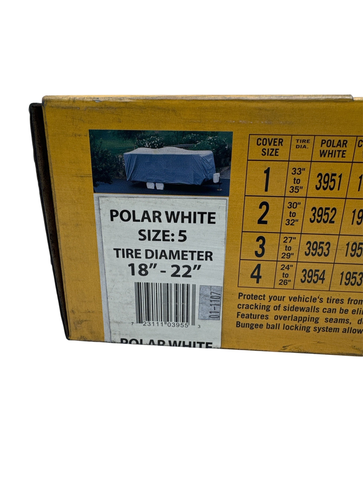 ADCO white RV tire covers UV resistant