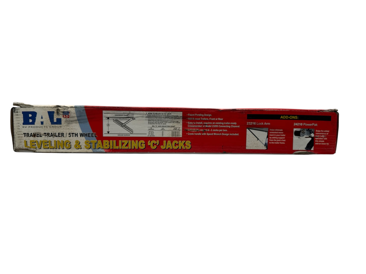 RV frame mounted stabilizing C jack BAL