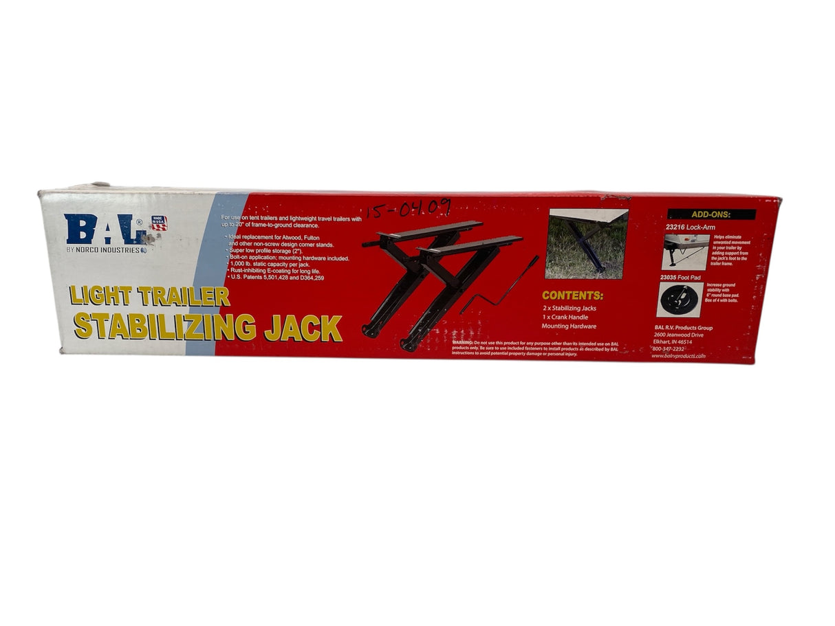 BAL light trailer stabilizing jacks part 23026