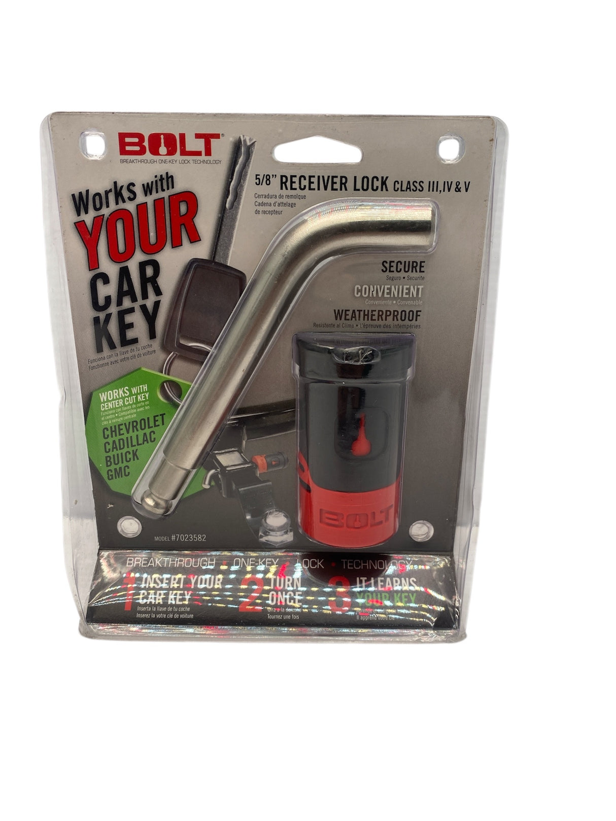 BOLT 7023582 Receiver Lock for GM Keys – 5/8" Hitch Pin