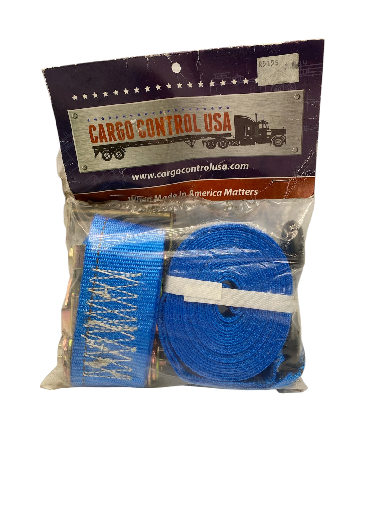 Cargo Control USA R515S 2" x 15' Yellow Ratchet Strap with Flat Hooks