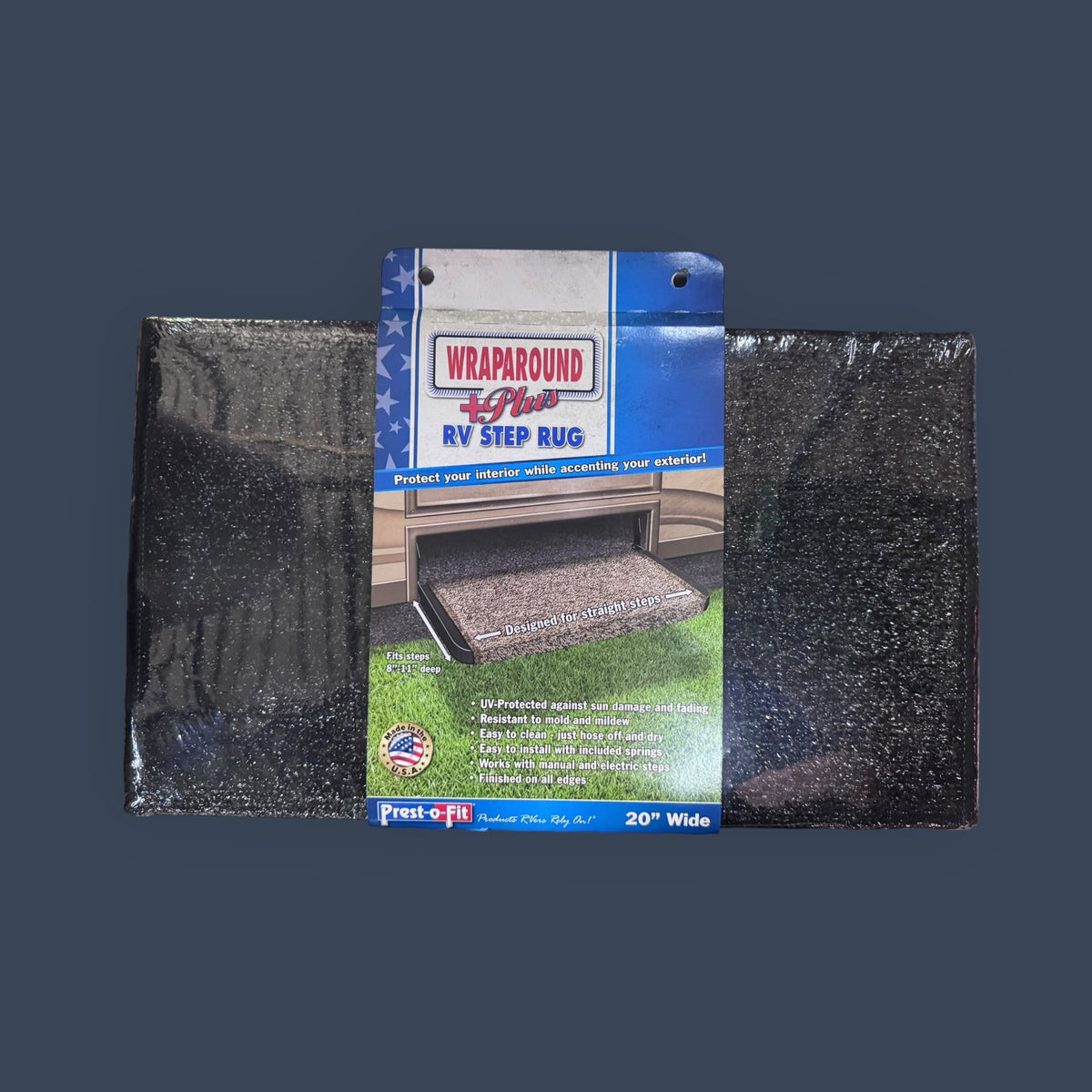Prest-O-Fit | 2-1072 | Wraparound + Plus RV Step Rug | 20" | Black