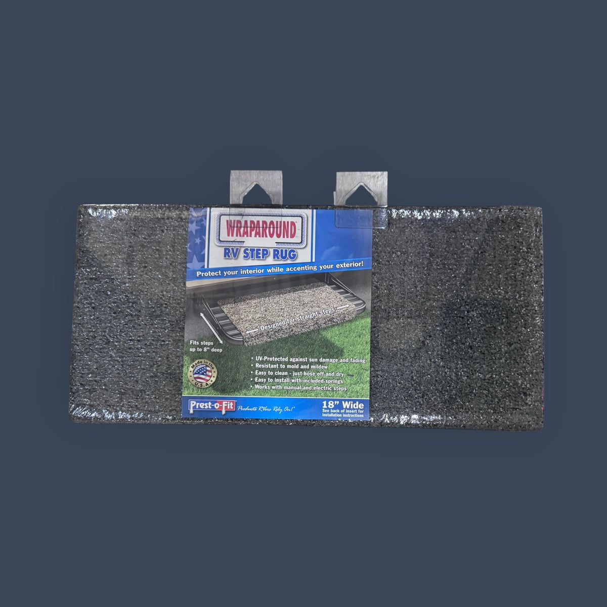 Prest-O-Fit | 2-1043 | Wraparound RV Step Rug | 18" | Stone Gray