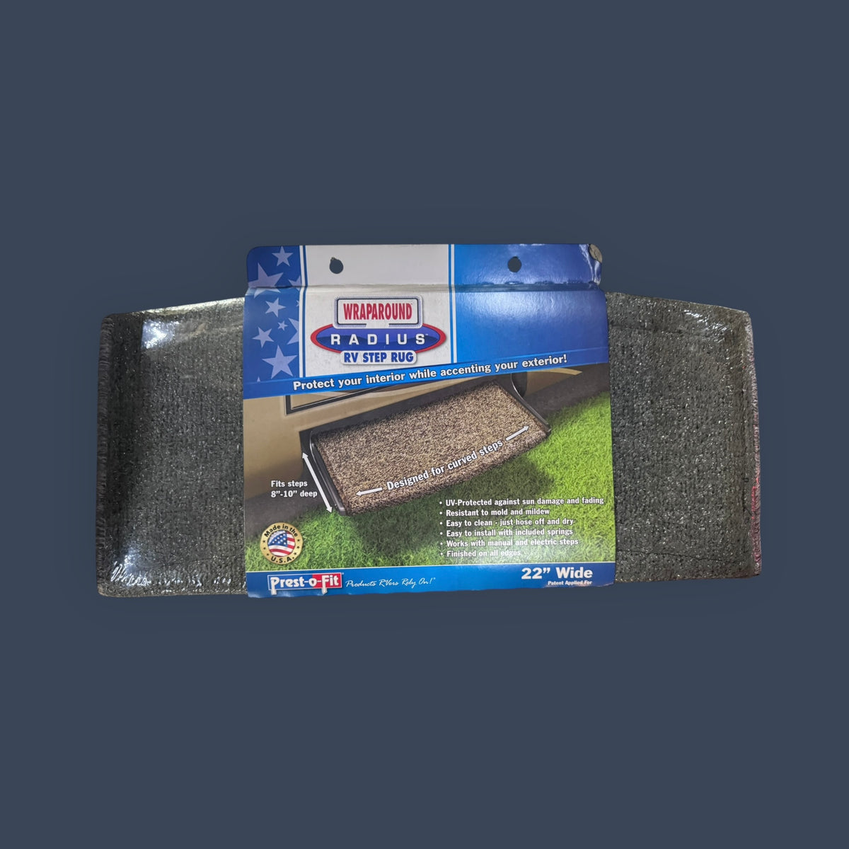 Prest-O-Fit | 2-0206 | Wraparound Radius RV Step Rug | 22" | Stone Gray