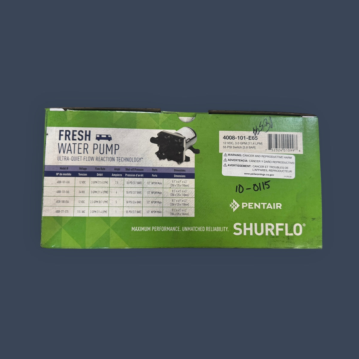 SHURFLO | 4008-101-E65 | Revolution Automatic Demand RV Water Pump | 12V | 3 GPM | 55 PSI
