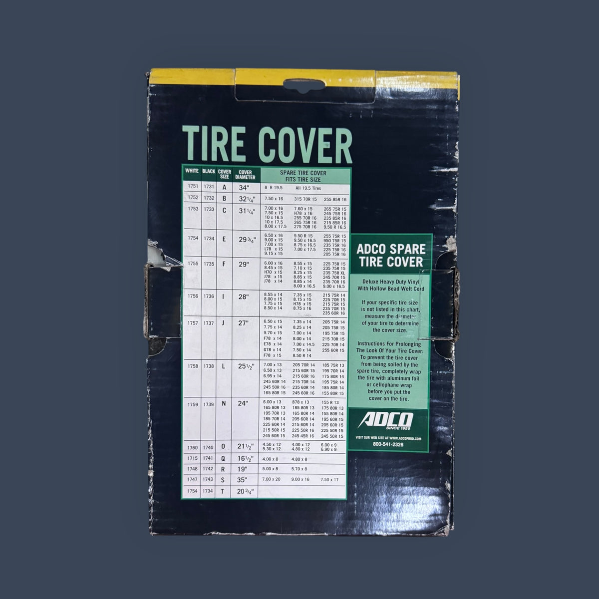 ADCO | 1758 | Polar White Vinyl Spare Tire Cover | Size L | Fits 25.5" Diameter Tires