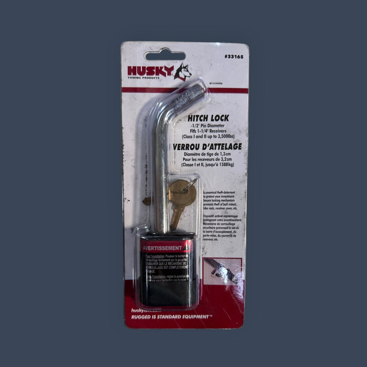 Husky Towing | 33165 | 1/2" Locking Hitch Pin | Fits 1-1/4" Receiver | 3,500 lb Rating