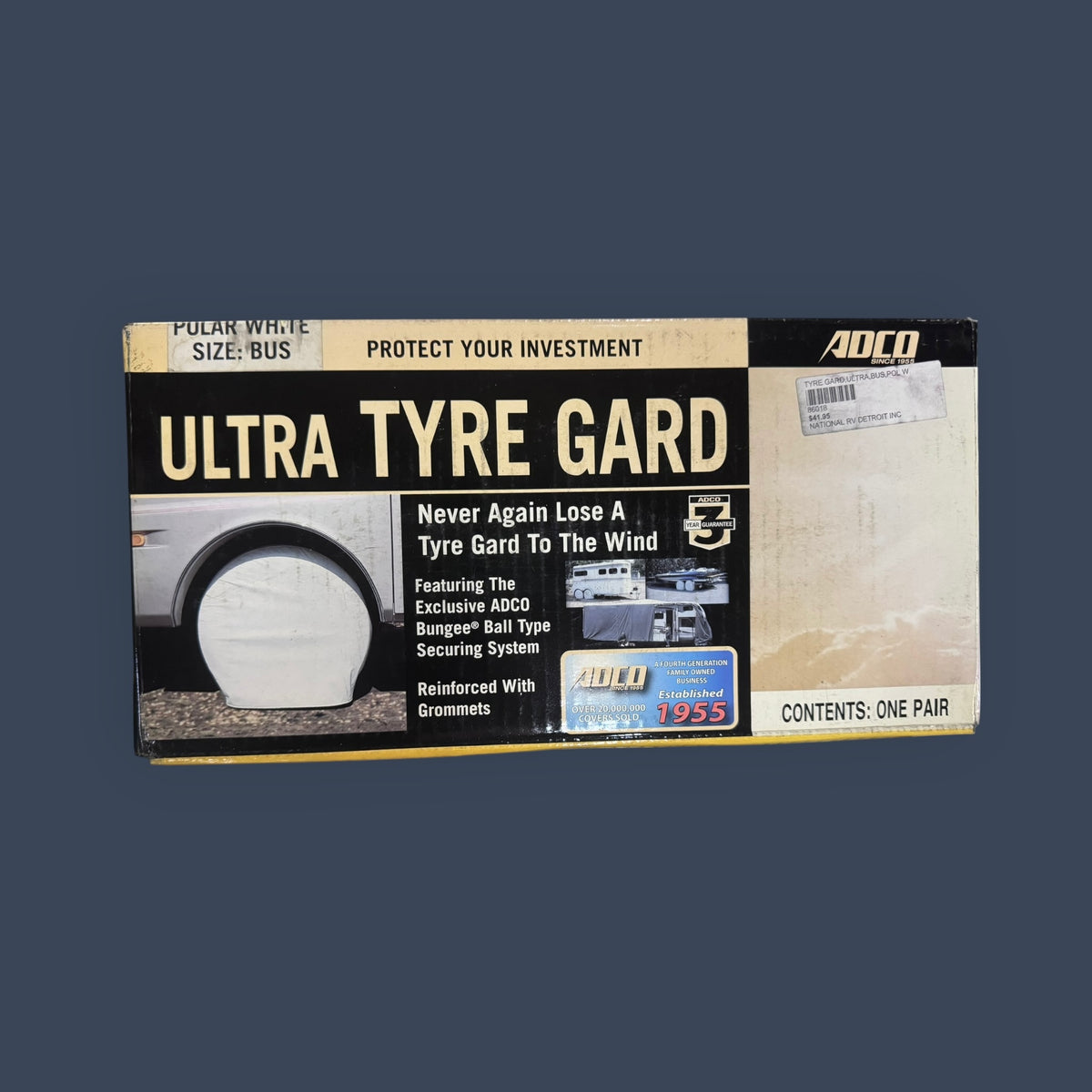 ADCO | 3949 | Ultra Tyre Gard RV Tire Covers | 40"–42" Diameter | Polar White | Set of 2