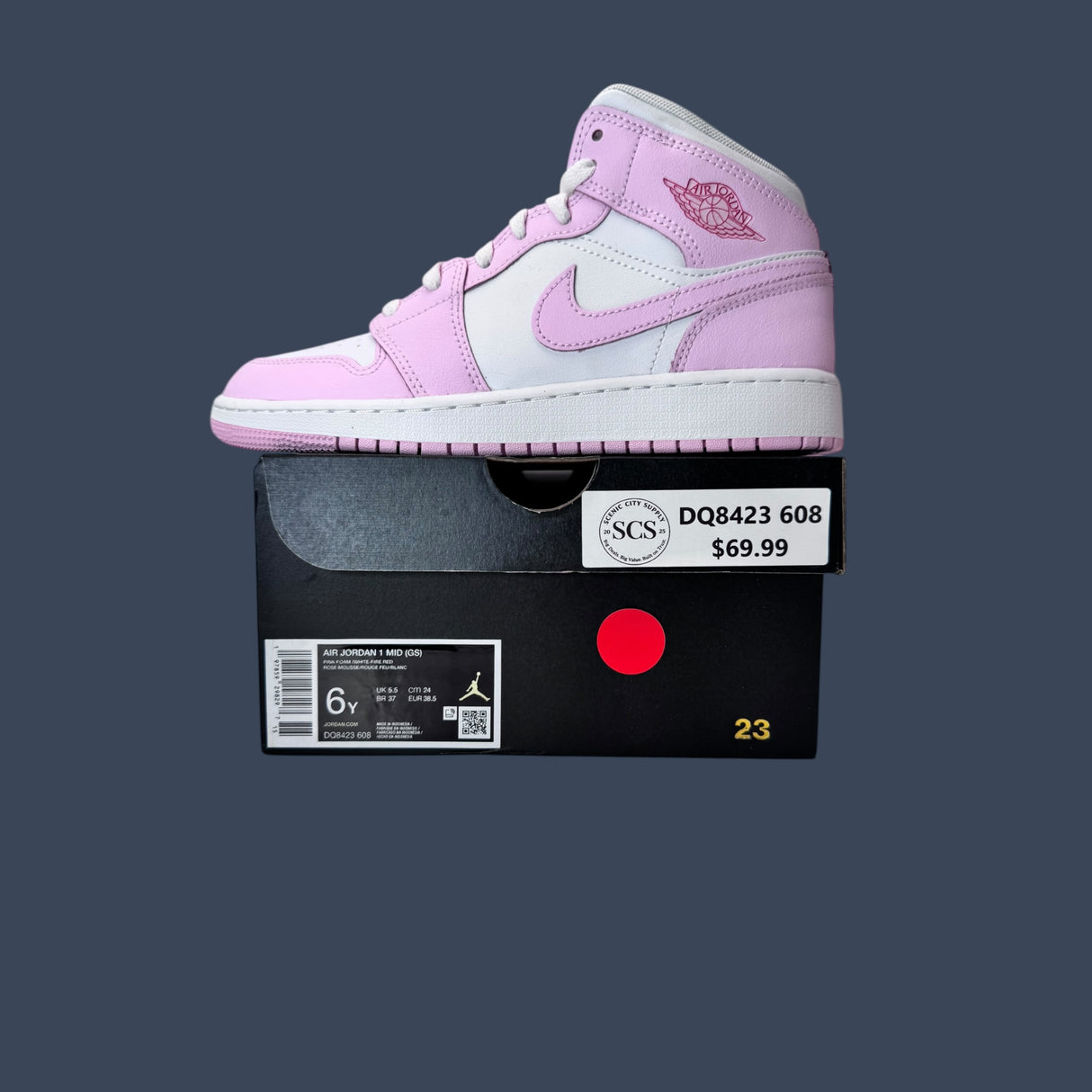 Air Jordan 1 Mid GS Pink Foam/White/Fire Red – DQ8423-608