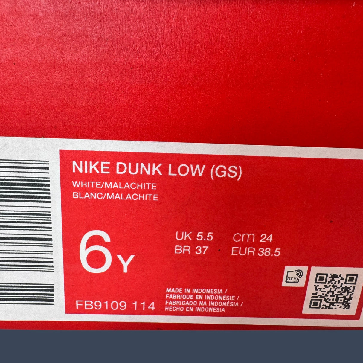 Nike Dunk Low GS White/Malachite – FB9109-114