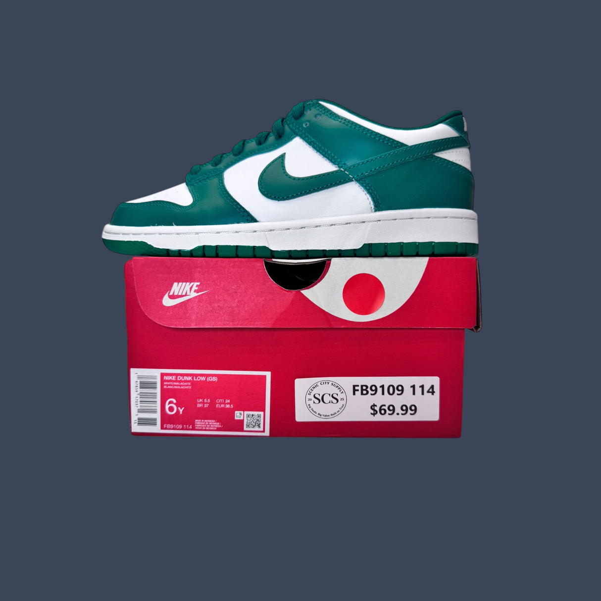 Nike Dunk Low GS White/Malachite – FB9109-114