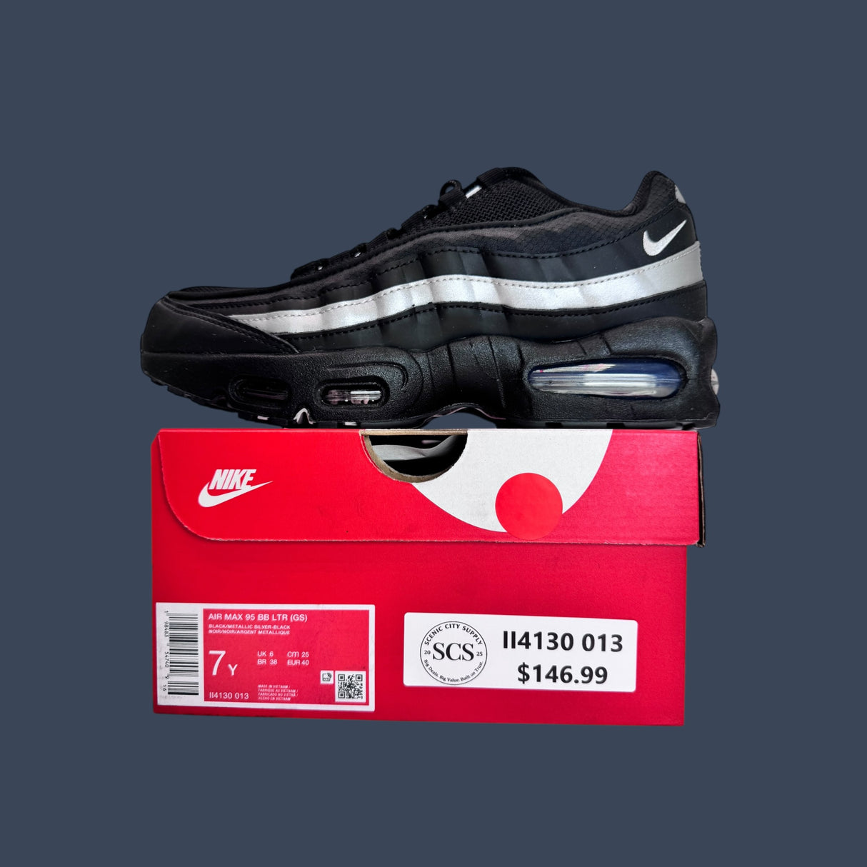 Nike Air Max 95 BB LTR GS Black Metallic Silver – II4130-013