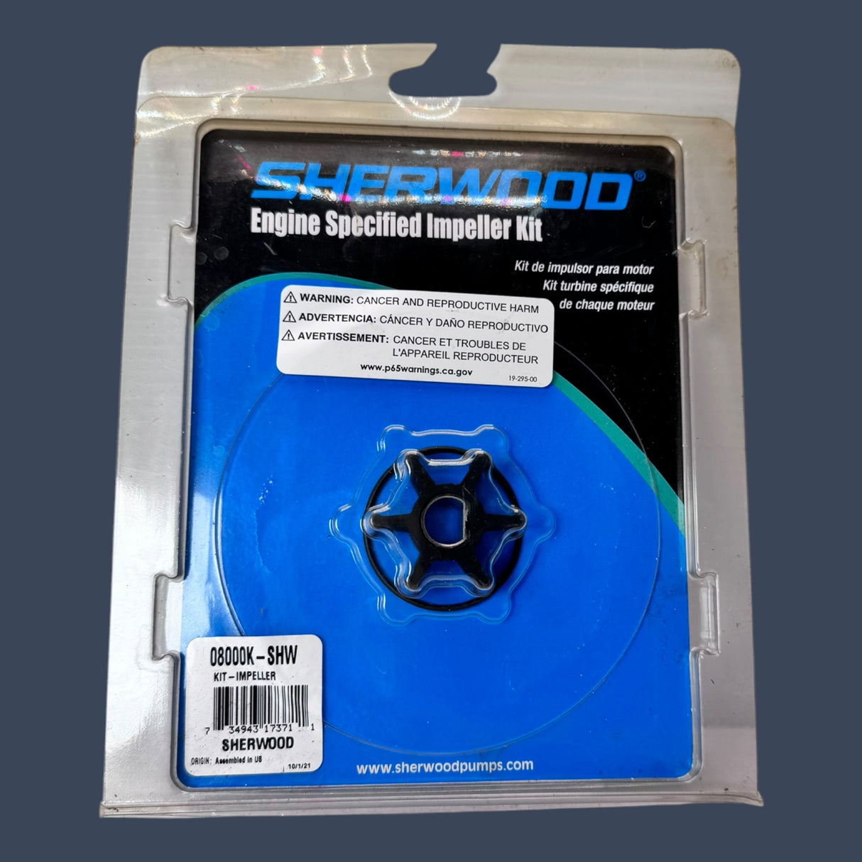 Sherwood | Part 08000K | Impeller Kit Marine Water Pump Replacement 6 Vane
