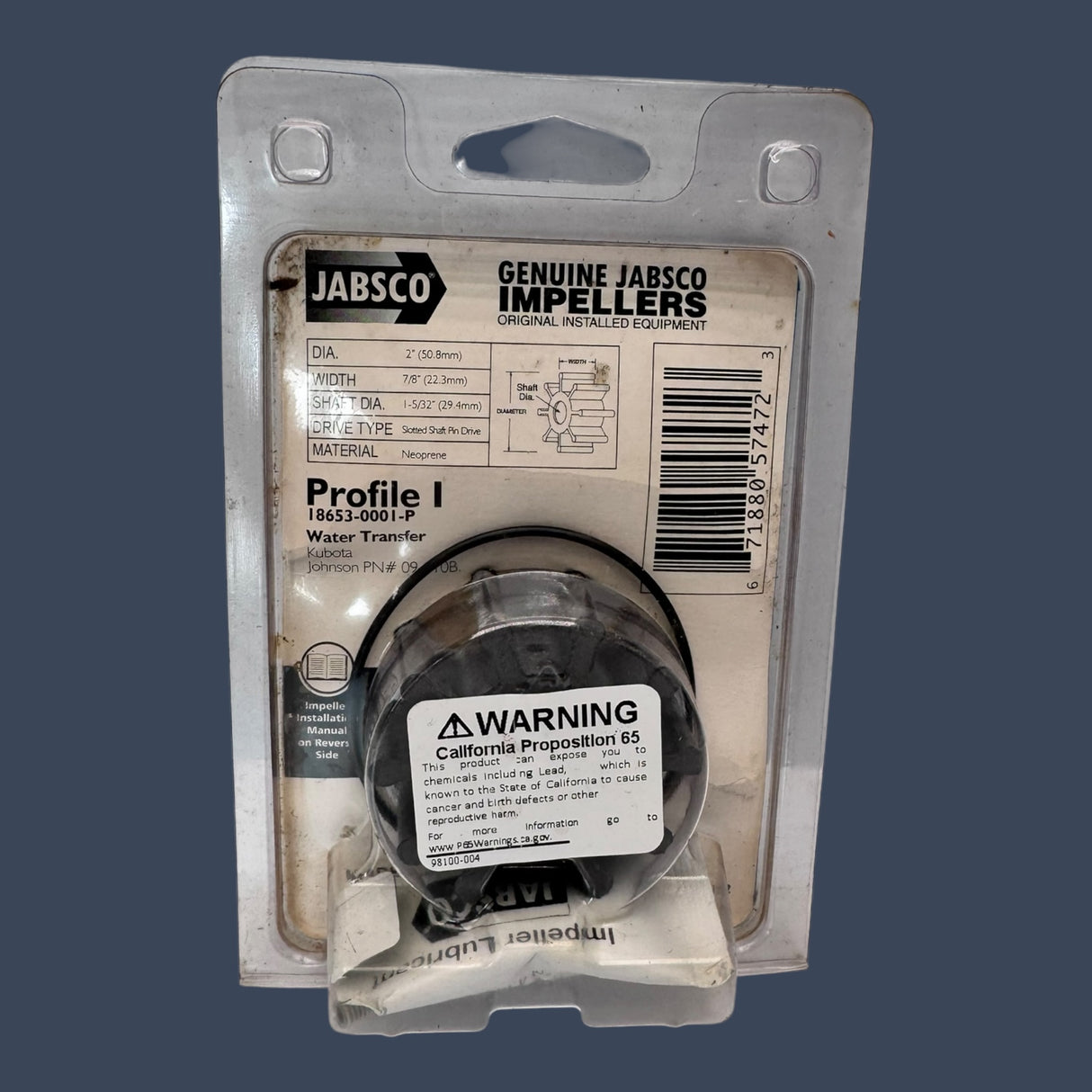 Jabsco | Part 18653-0001-P |Neoprene Impeller Kit 10 Blade Marine Water Pump Replacement