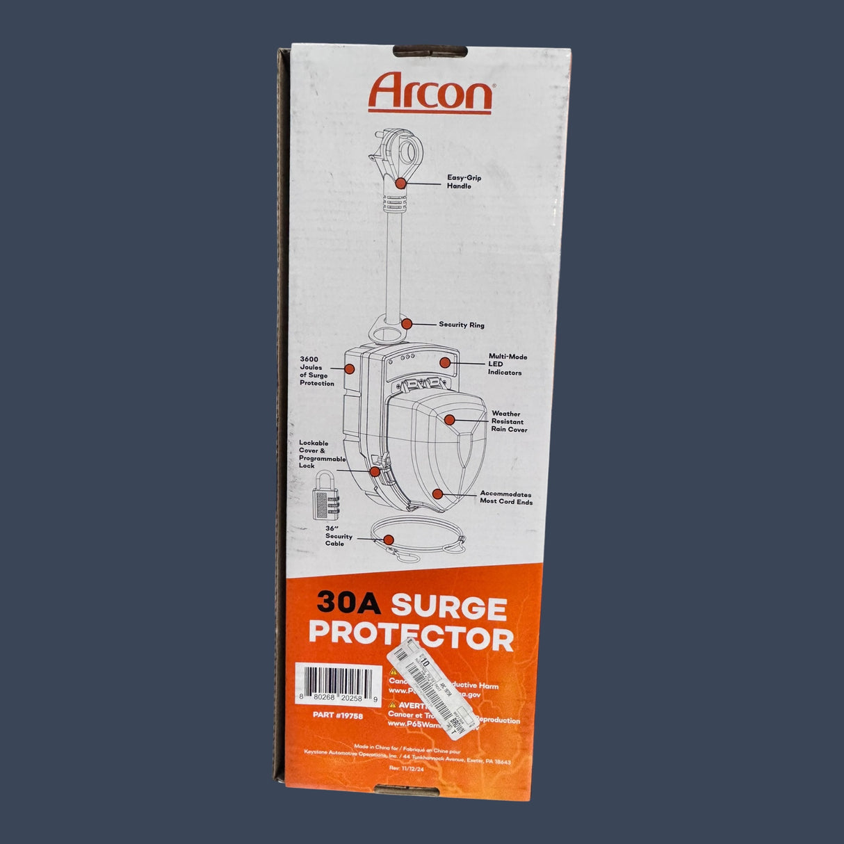 Arcon 19758 | 30 Amp RV Surge Protector | Portable 120V Power Protection
