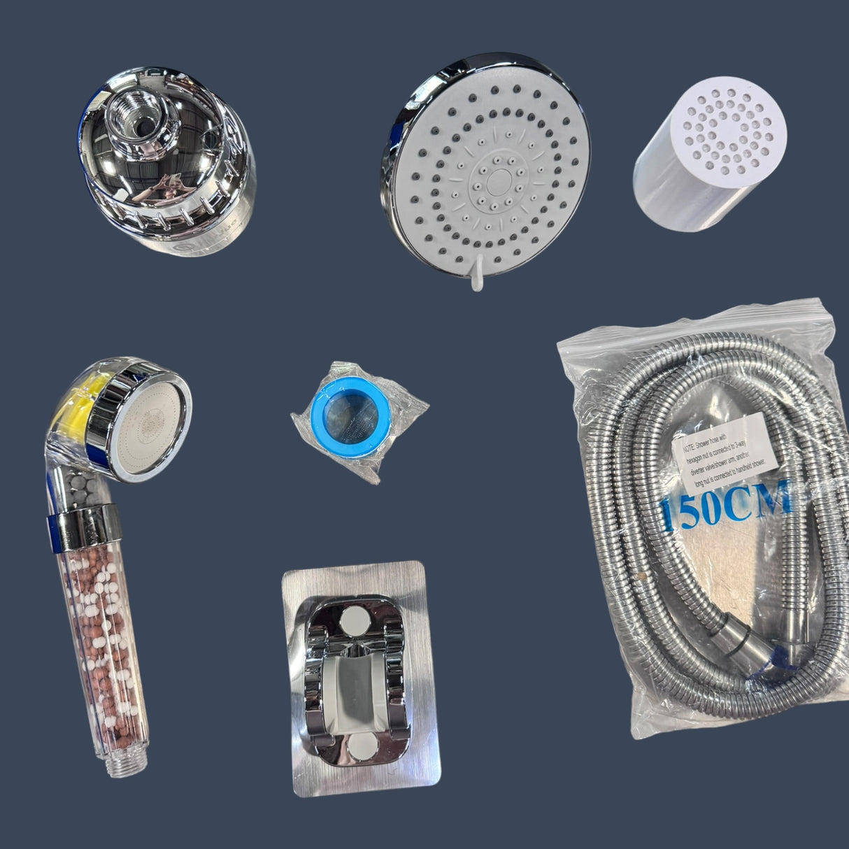 HarJue | High Pressure 5-Setting Rain Shower Head | Chrome Bathroom Showerhead