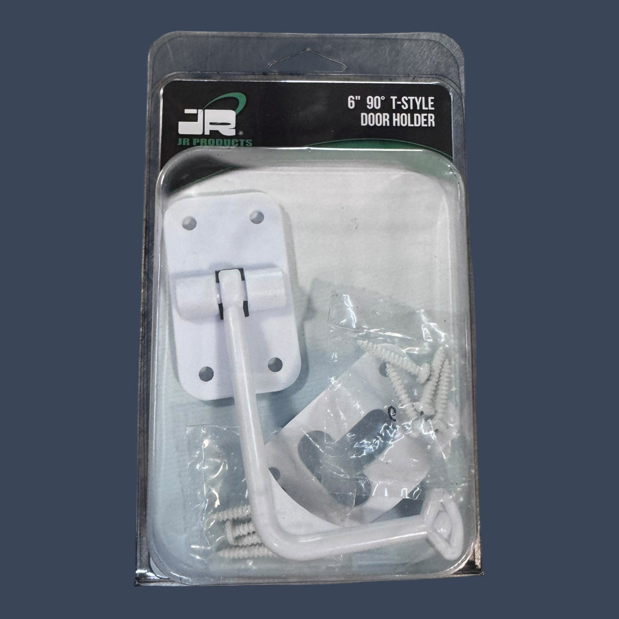 JR Products 10605 | Plastic 90° T-Style Door Holder | Polar White RV Door Catch