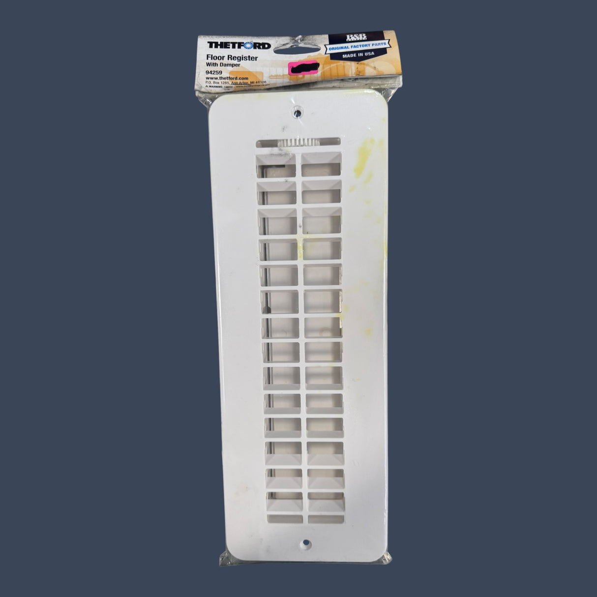 B&B Molders 94259 | 2" x 10" Floor Register with Damper | Polar White RV Floor Vent