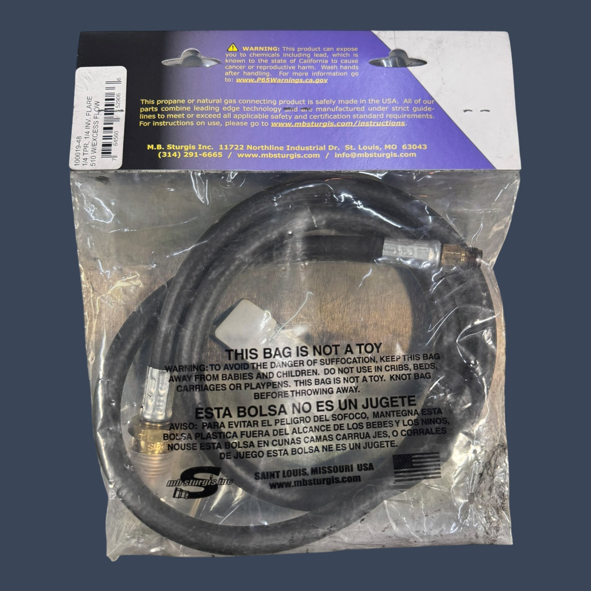 MB Sturgis 100019-48-MBS | High Pressure POL LP Pigtail Hose | 48" Propane Regulator Hose