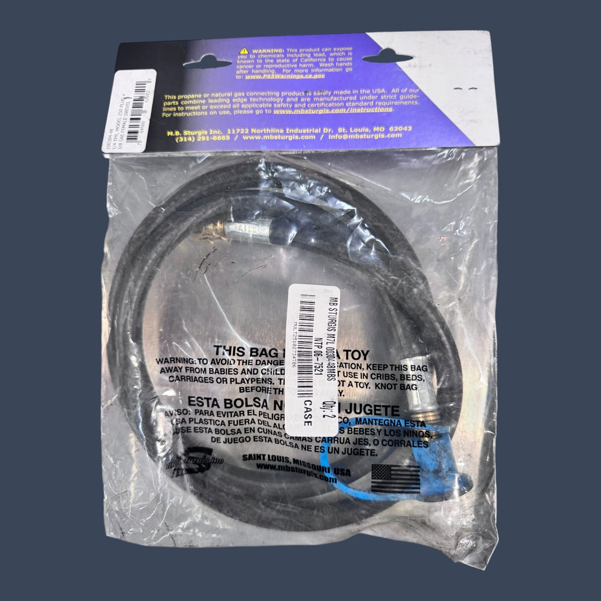MB Sturgis 10047636 | No. 600 Quick Disconnect Adapter Hose | 36" RV Propane Grill Hose