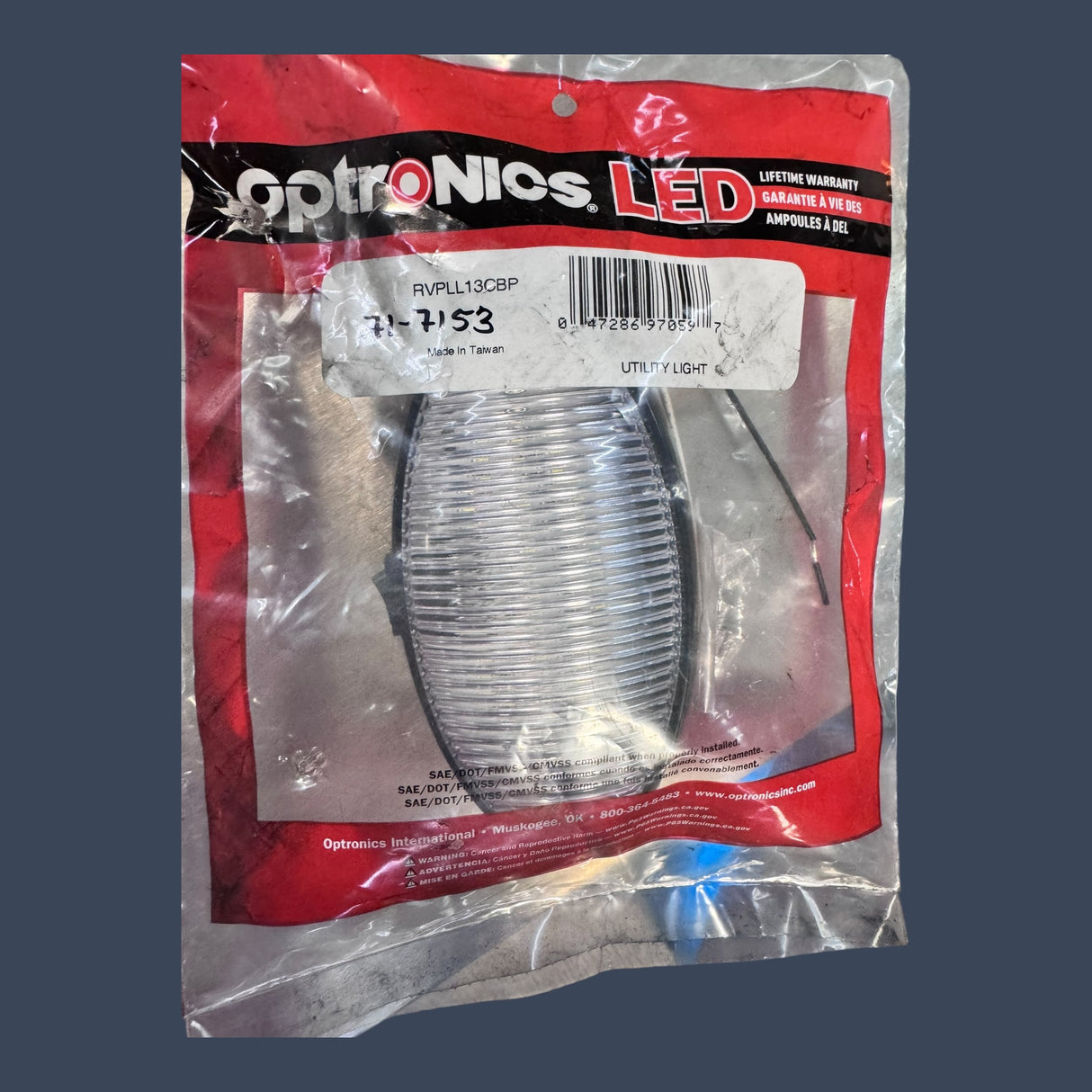 Optronics RVPL7ABP | Oval RV Porch Light with Switch | Clear Lens Black Housing