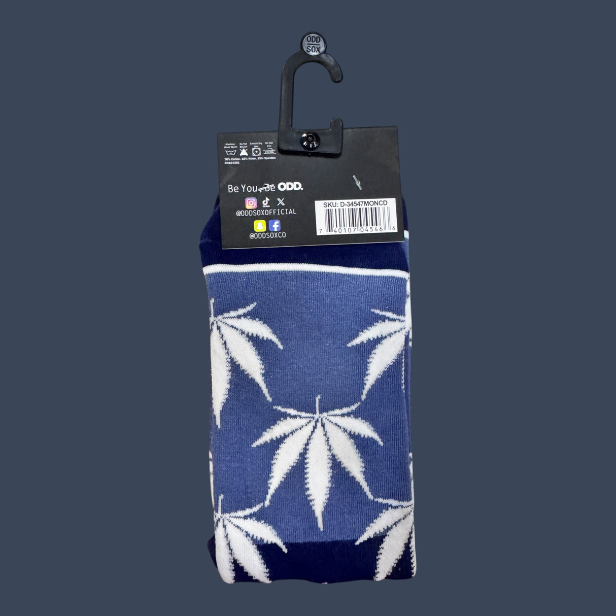 Odd Sox | Navy Leaf | Size 8-12 | Novelty Graphic Crew Socks