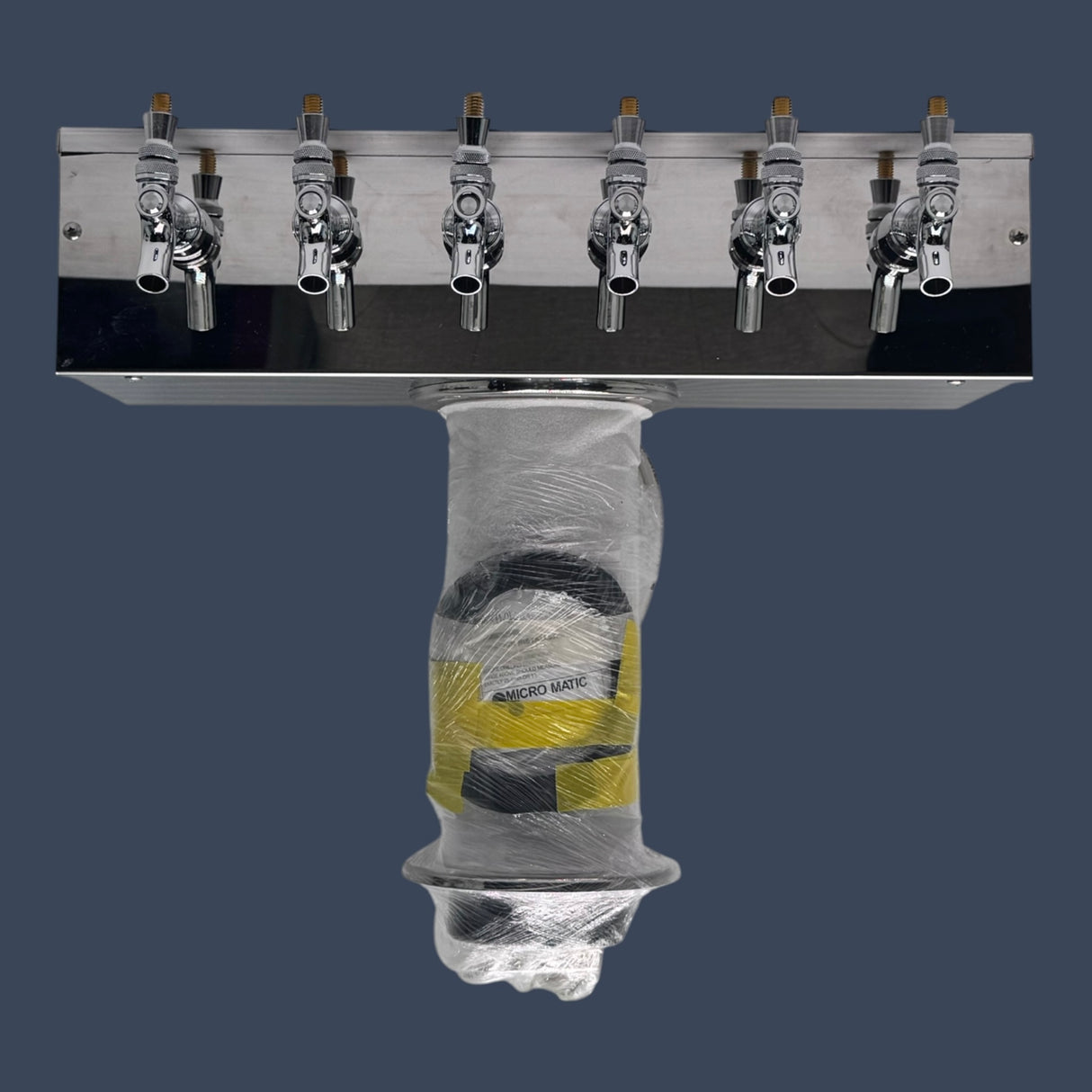 Micro Matic DS-356-PSS | 6 Tap Air-Cooled T-Style Draft Beer Tower | Polished Stainless Steel