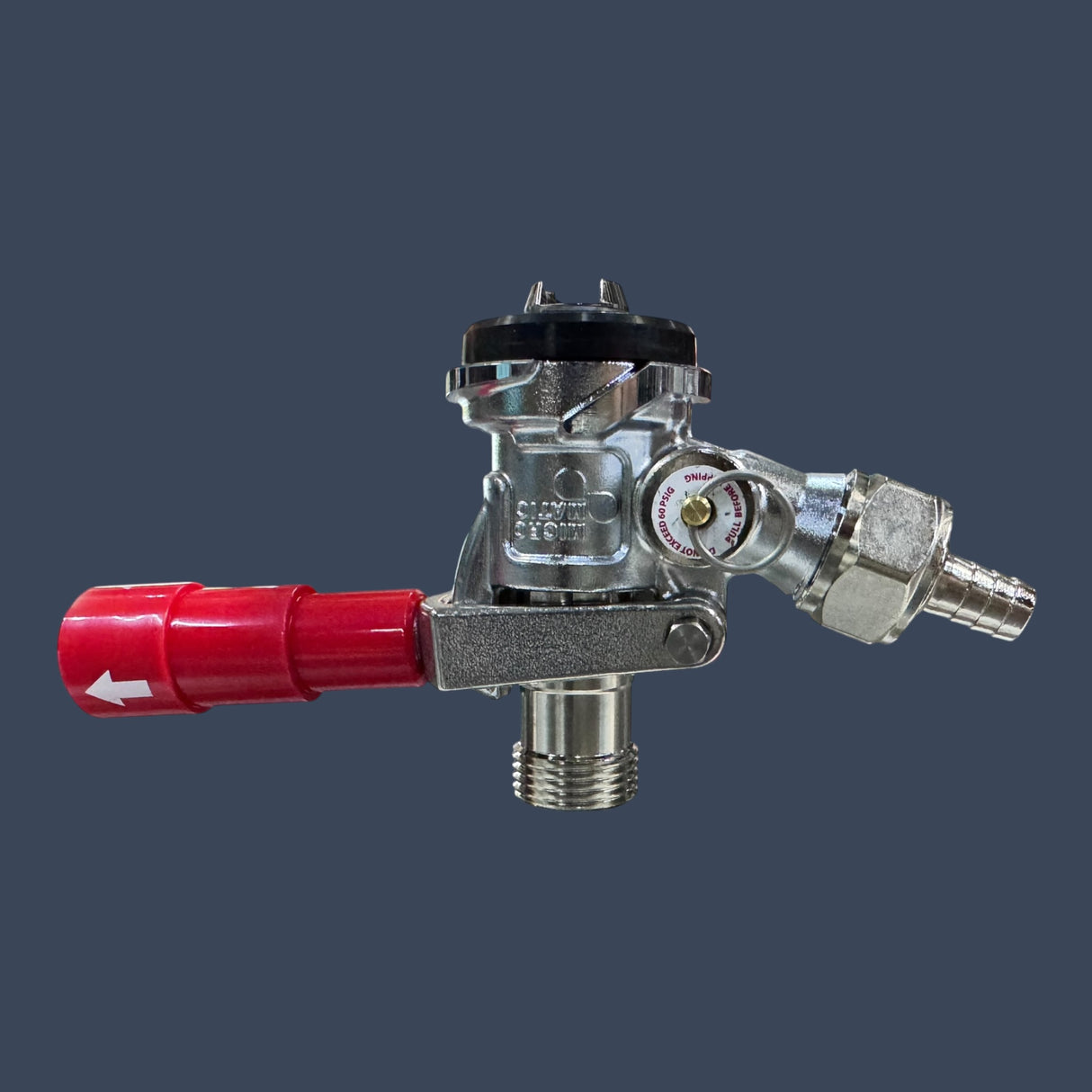 Micro Matic 7485BB-R | D System (American Sankey) Keg Coupler | Chrome-Plated Brass with Red Lever Handle