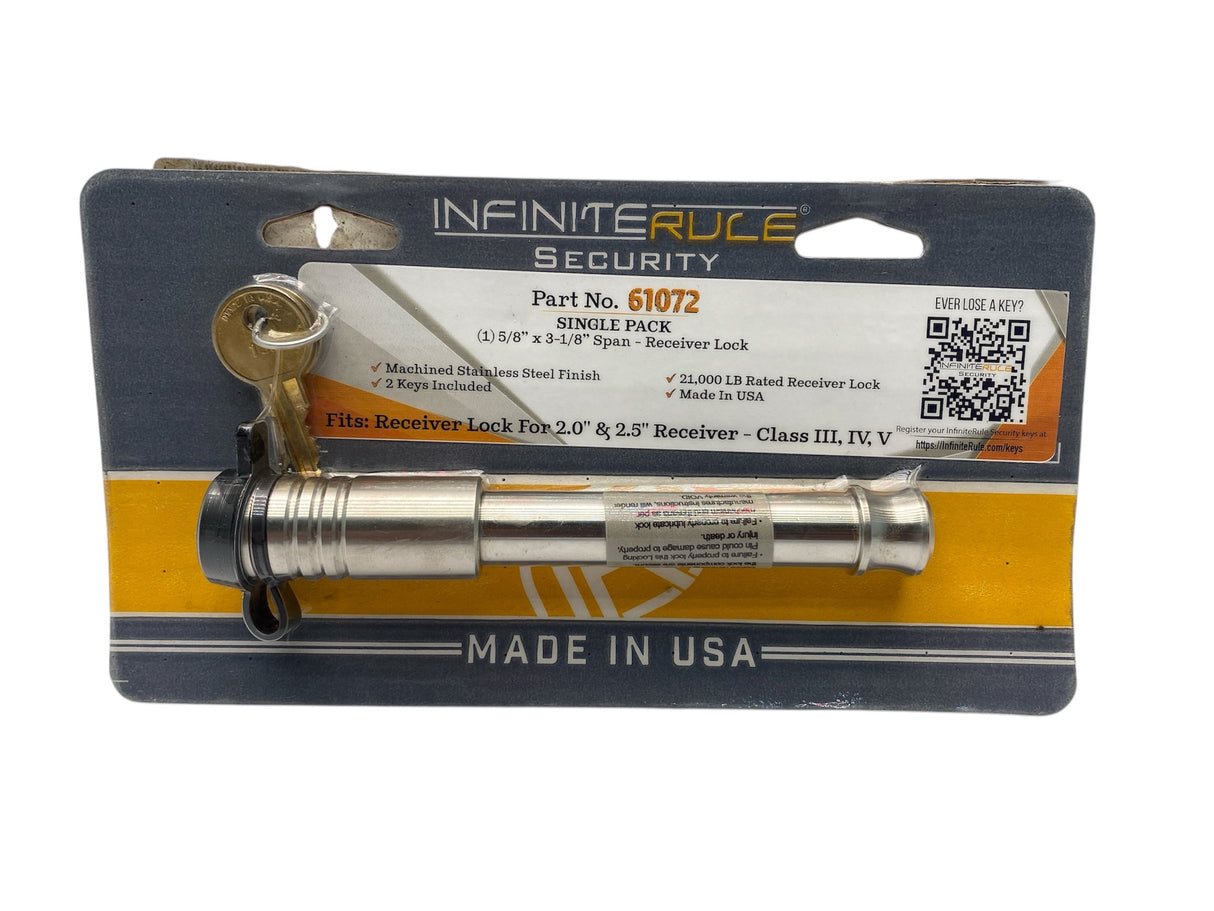 InfiniteRule 61072 Heavy-Duty Stainless Steel Receiver Lock – 5/8" Pin