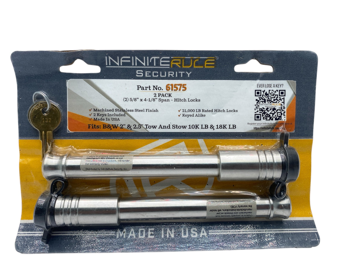 InfiniteRule 61575 2-Pack Keyed-Alike Hitch Locks – Stainless Steel