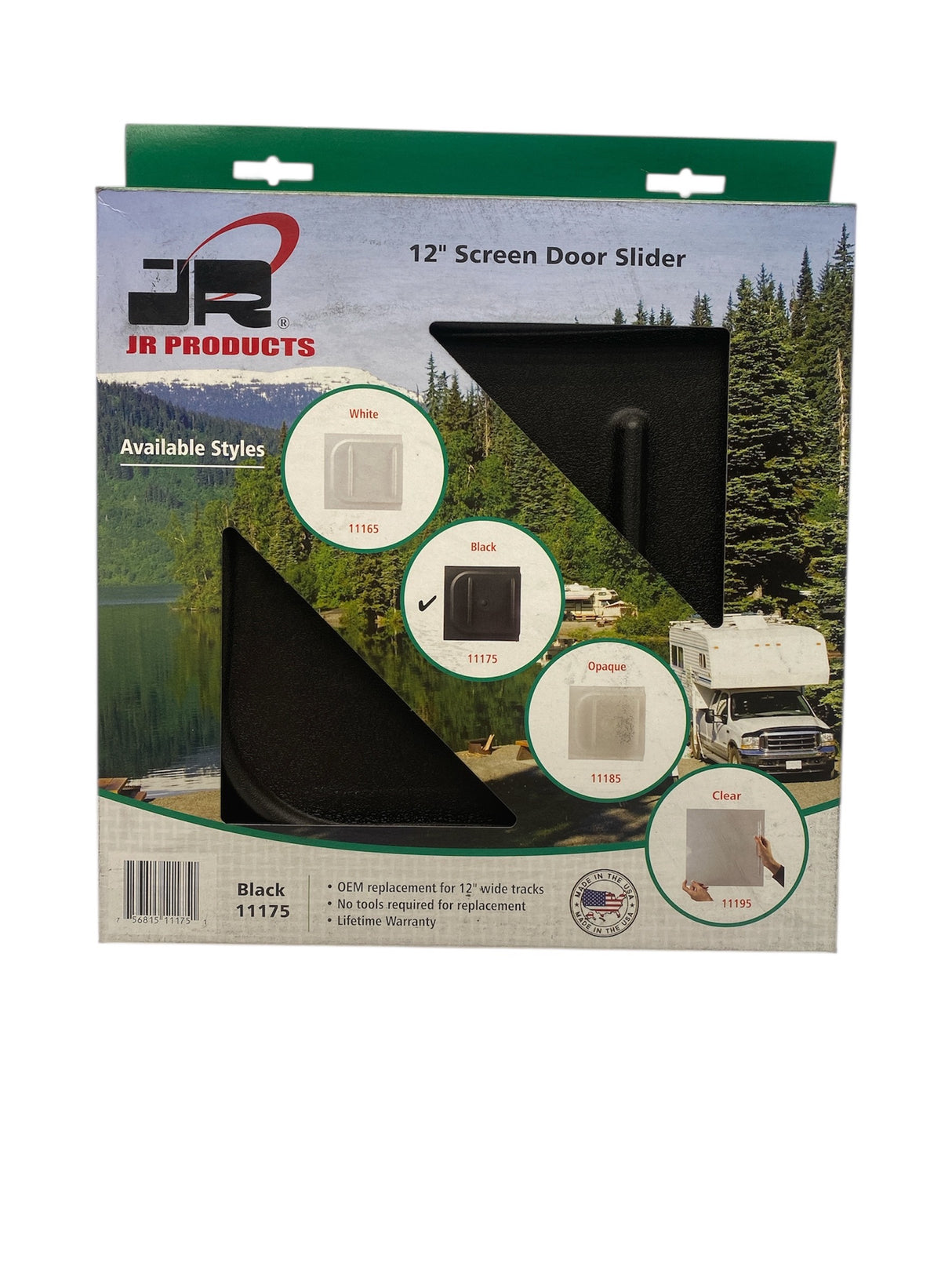 JR Products 12 inch RV screen door slider black 11175