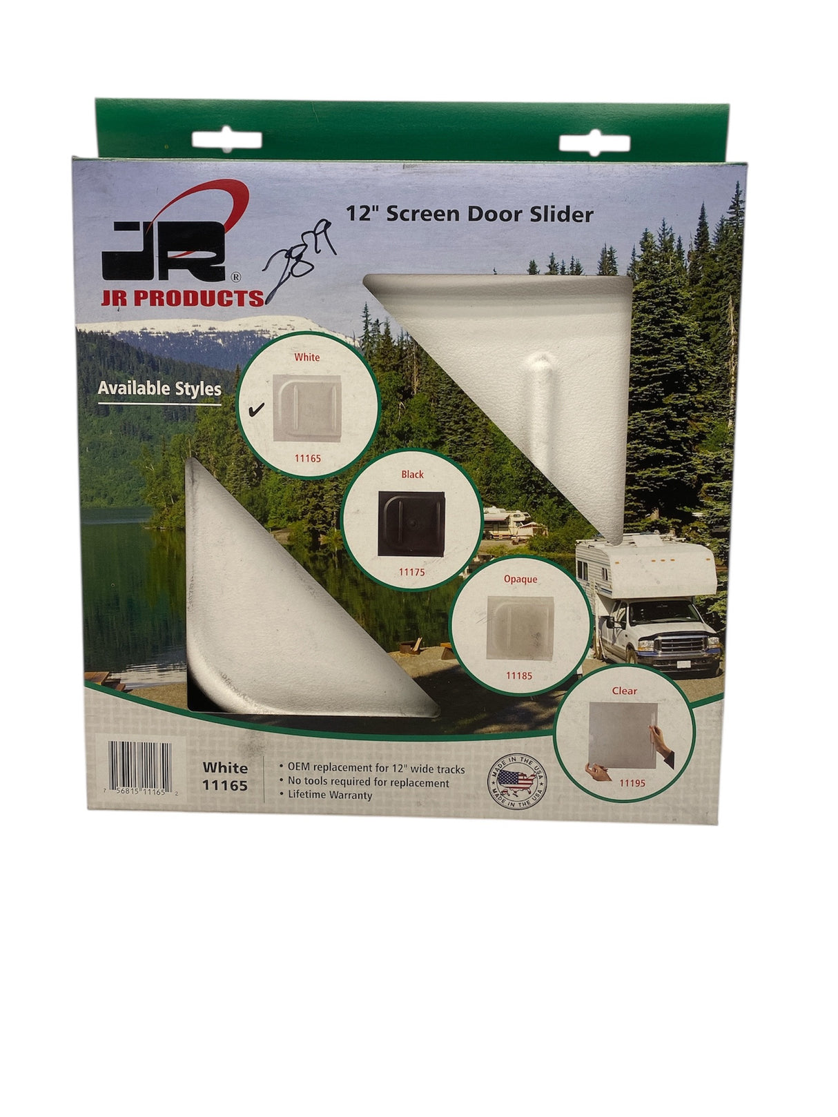 JR Products 12 inch RV screen door slider white 11165