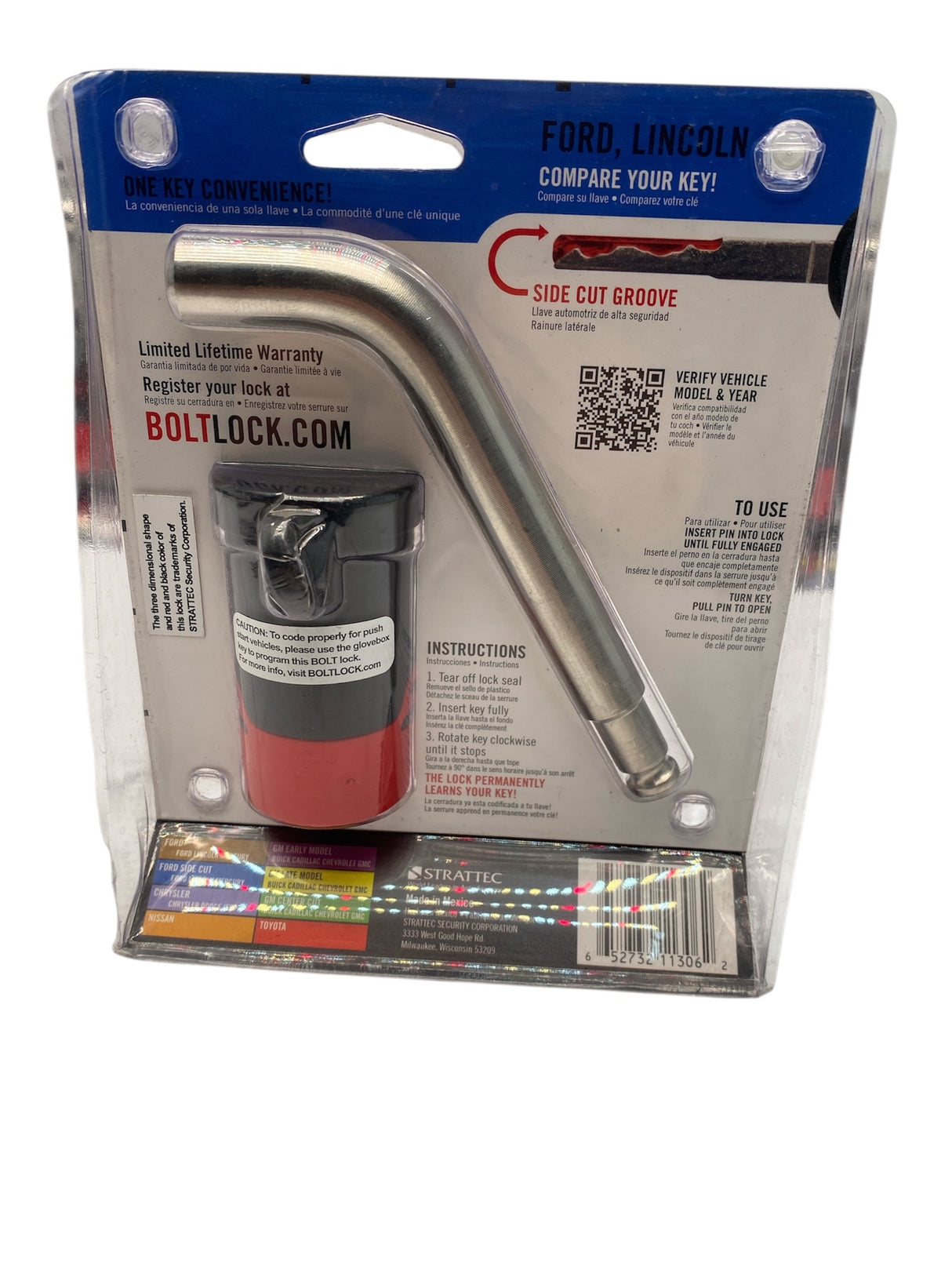 Hardened steel towing hitch lock — BOLT model 7023585