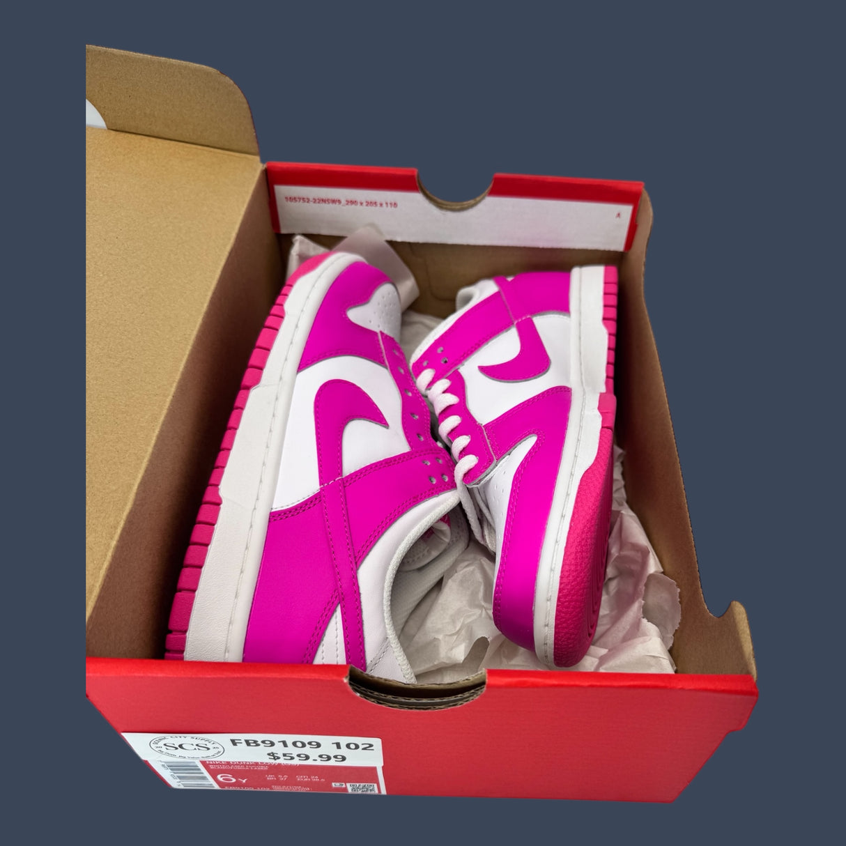 Nike Dunk Low GS White/Laser Fuchsia – FB1909-102