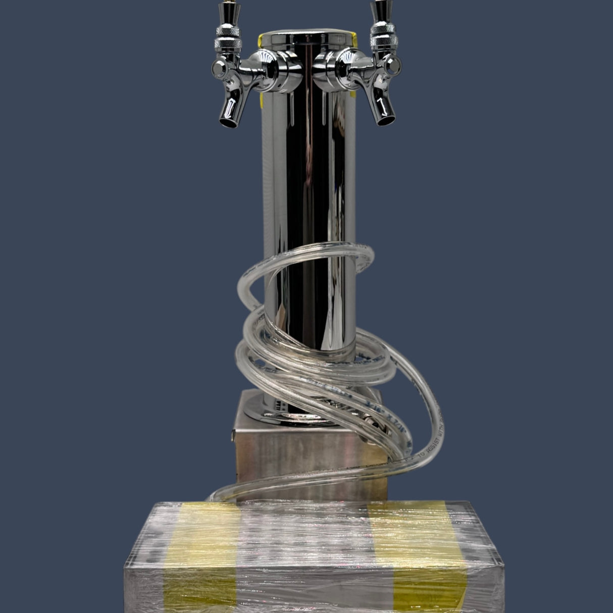 Micro Matic DS532CL | 2 Tap Clamp-On Draft Beer Tower | Chrome ABS 3" Column with Drip Tray