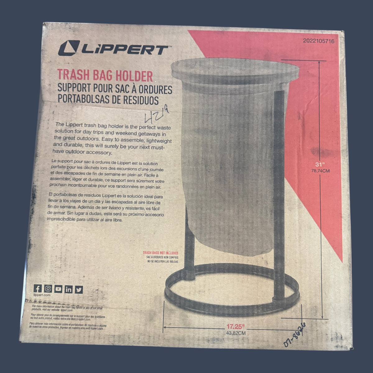 Lippert | 2022105716 | Collapsible Trash Bag Holder | 13 Gallon | Black