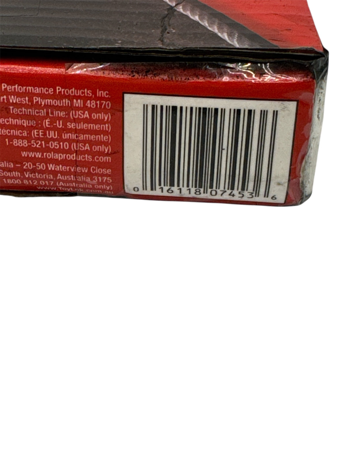 Close-up of a product packaging with a barcode on a white background
