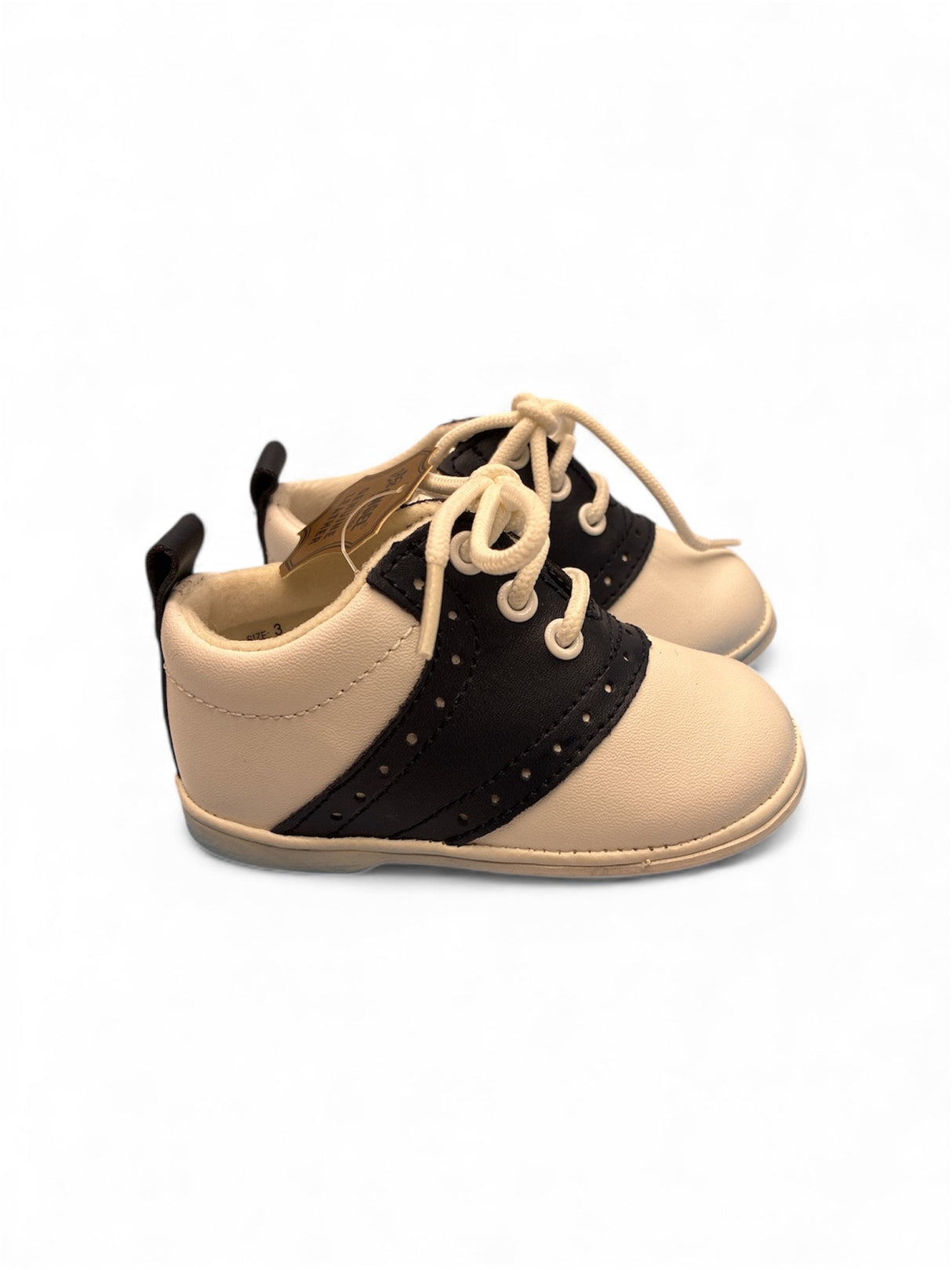 Angel Baby Shoes | Size 3 | White / Navy | Style 2342 | Soft Sole Baby Shoes | Display Pair