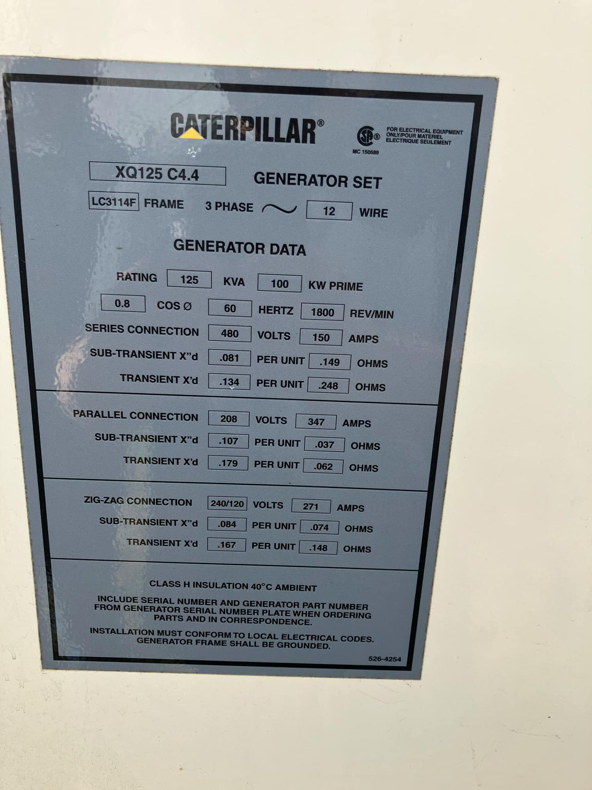 2018 Caterpillar XQ125 Towable Diesel Generator – 100 kW (125 kVA) | Used – Good | CAT C4.4 Tier 4 Final | 7,232 Hours | Recently Serviced 'IN HOUSE PICKUP ONLY'