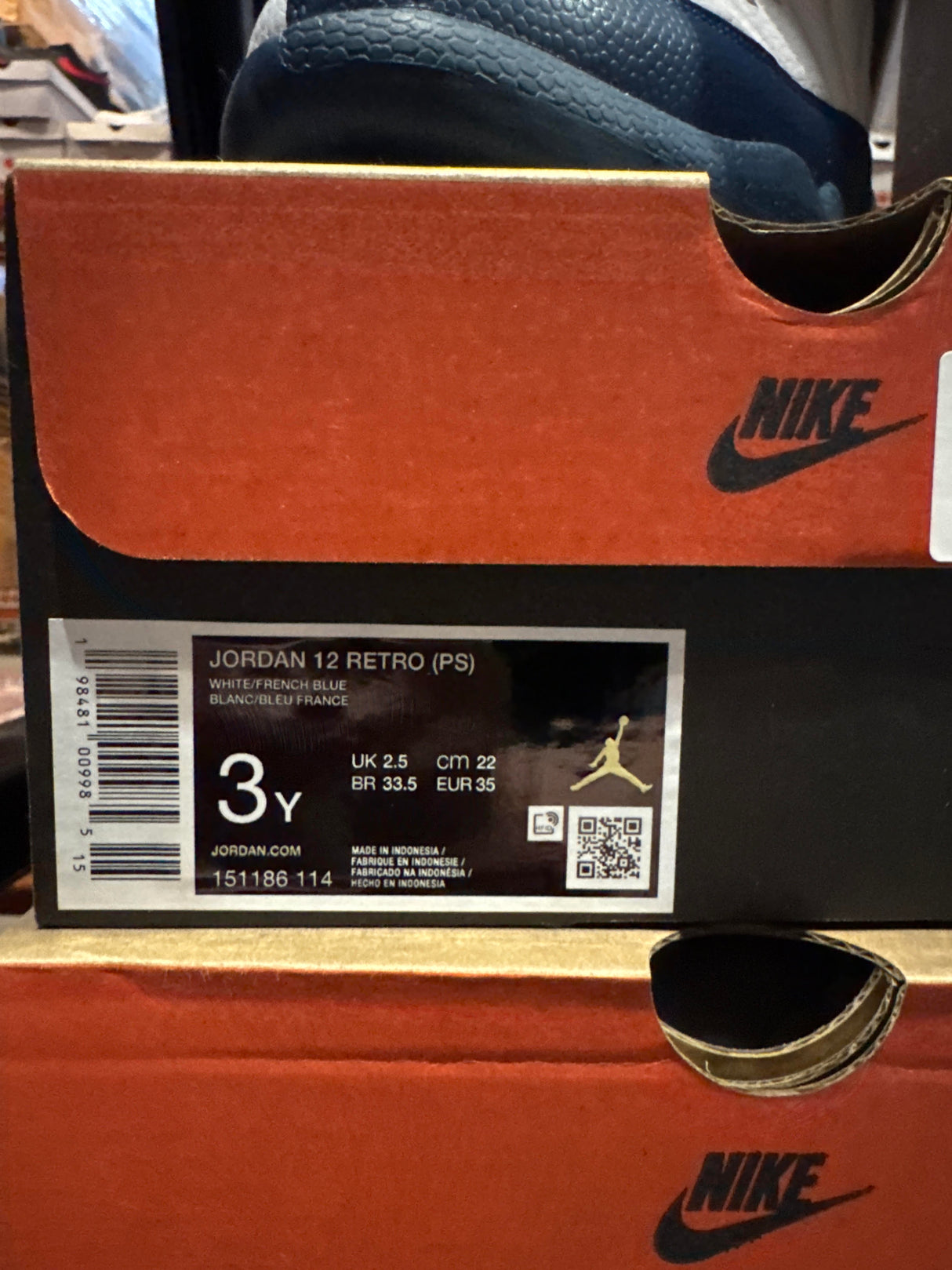 Youth Nike Jordan 12 Retro (PS) White/French Blue 151186-114 Preschool Basketball Shoes