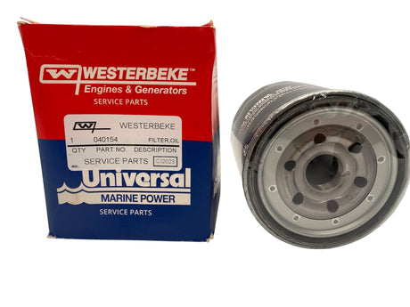 Close-up Westerbeke 040154 Oil Filter – OEM Spin-On Replacement Filter with Gasket for Marine Generators