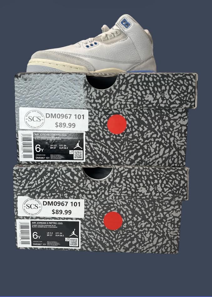 Youth Nike Air Jordan 3 Retro GS Summit White Hydrogen Blue 6Y | DM0967-101