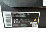 Jordan 4 Retro OG (PS) shoe box label with size 12c on a white background
