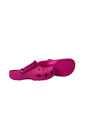 Pink clogs on a white background
